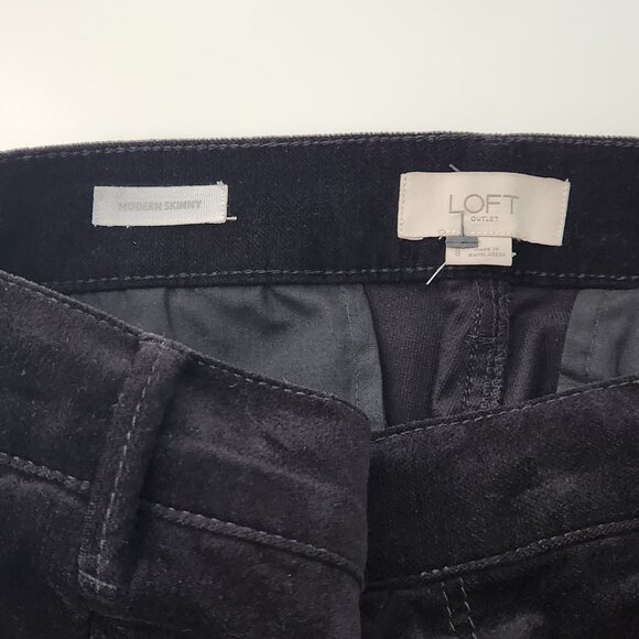 Ann Taylor Loft Modern Skinny Velvet Pants Womens 8 Black Tuxedo Stripe PP21X - Picture 3 of 7